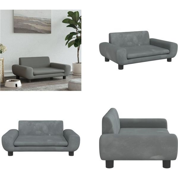 Vidaxl Letto Per Cani Grigio Scuro 70X45X33 Cm In Velluto - Letto Per Cani - Letti Per Cani - Divano Per Cani - Divano Per Animali Domestici-image