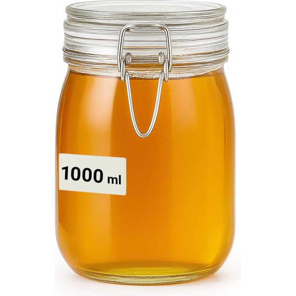 Contenitore In Vetro Con Tappo A Clip 1000 Ml - Contenitore Ermetico Per Alimenti, Conserve E Conservazione Elegante-image