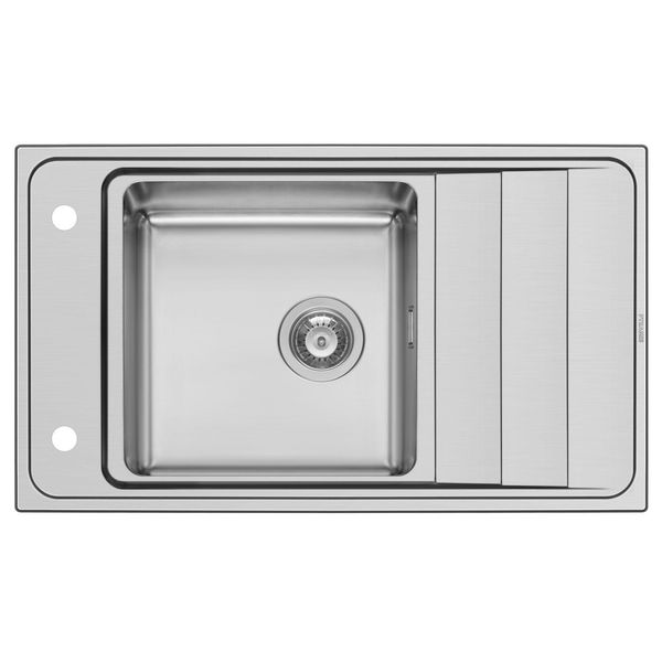 Lavello Da Cucina 86X50Cm, Lavello Da Incasso Studio, Lavello In Acciaio Inox Con Ripiano-image
