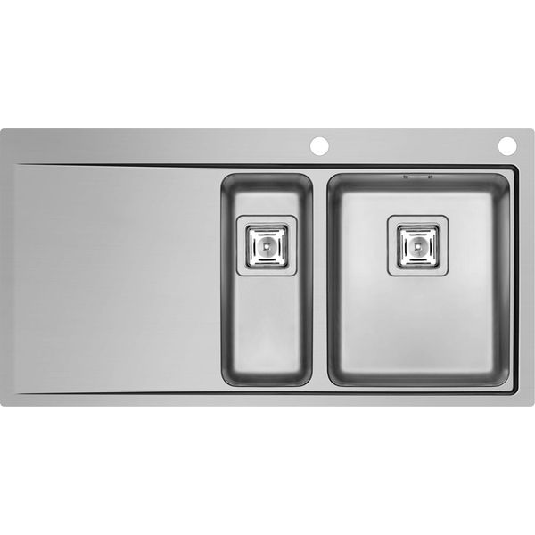 Lavello Da Cucina 100X52Cm, Lavello Da Incasso Olynthos, Lavello In Acciaio Inox Spazzolato-image