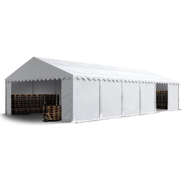 Toolport Tendone Deposito 6X12 M Pvc 700 N Tenda Capannone Impermeabile Bianco-image