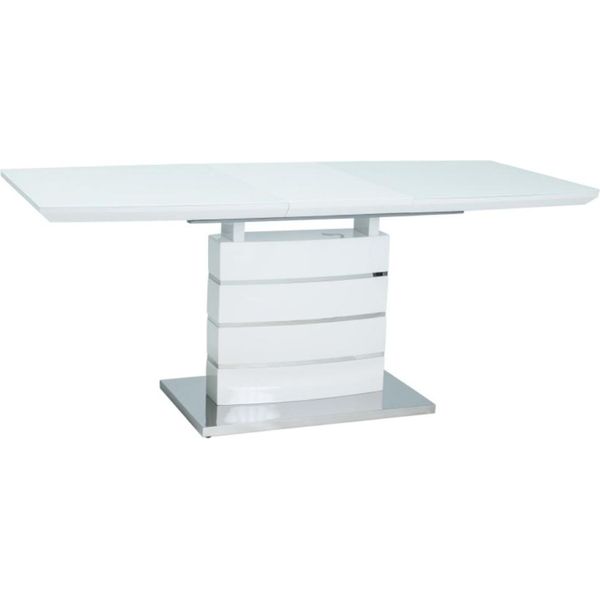 Casa Padrino Tavolo Da Pranzo Bianco / Argento 140-180 X 80 X H. 76 Cm - Tavolo Da Pranzo Allungabile Con Piano In Vetro - Mobili Da Cucina-image