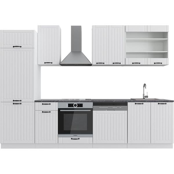 Vicco Cucina Componibile Fame-Line, 300 Cm , Pt Antracite, Casa Di Campagna Bianca/Bianco-image