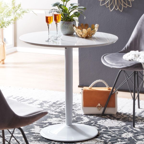 Finebuy Tavolo Da Pranzo Rotondo 75X75X74 Cm Tavolo Da Cucina Piccolo Bianco Alto Lucido Tavolo Da Pranzo Rotondo 2 Persone Tavolo Da Colazione Moderno Tavolo Da Cucina Sala Da Pranzo-image