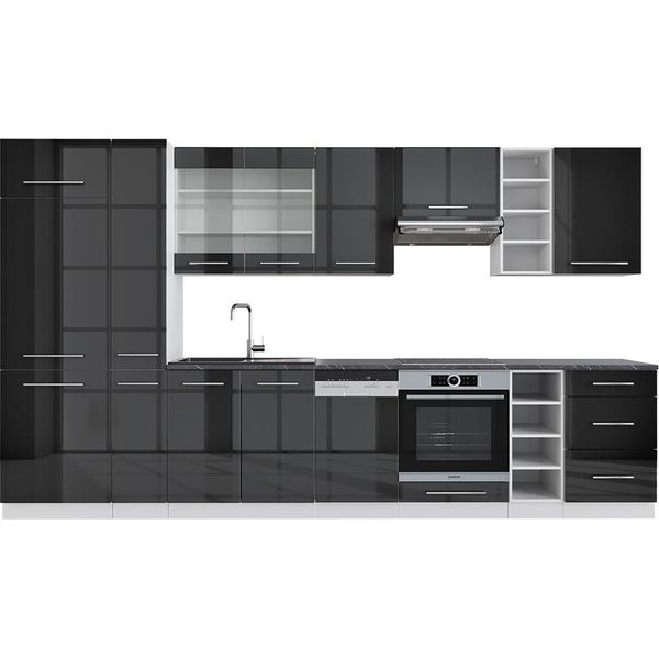 Vicco Cucina Componibile Fame-Line, 355 Cm , Pt Antracite, Antracite Lucido/Bianco/Bianco-image