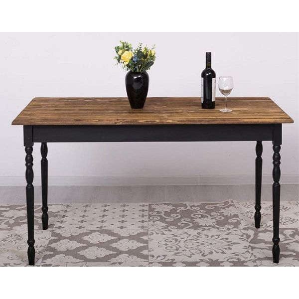 Casa Padrino Tavolo Da Pranzo In Stile Country Marrone Scuro / Nero 140 X 70 X H. 78 Cm - Tavolo Da Cucina In Legno Massello - Mobili Da Sala Da Pranzo In Stile Country-image
