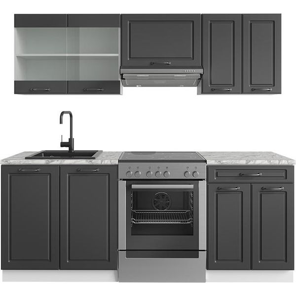 Vicco Cucina Componibile R-Line, 200 Cm Senza Piano Di Lavoro, Antracite Casa Di Campagna/Bianco-image