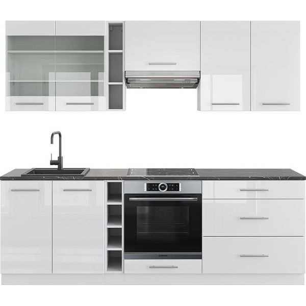 Vicco Cucina Componibile Fame-Line, 235 Cm Senza Piano Di Lavoro, Bianco Lucido/Bianco-image