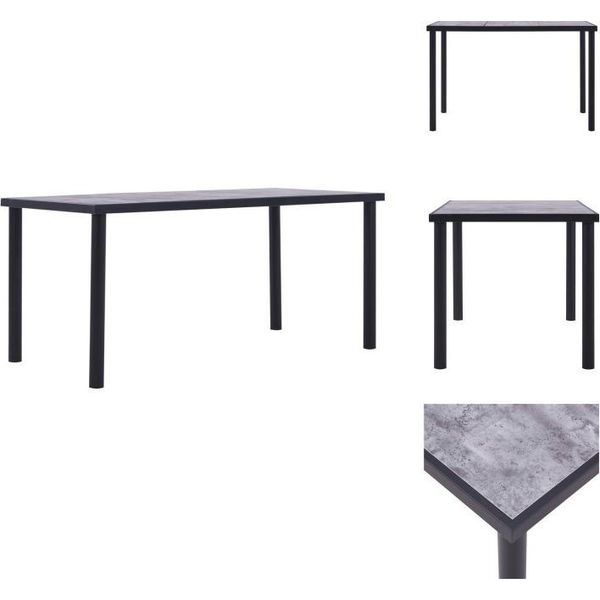 Vidaxl Tavolo Da Pranzo Nero E Grigio Cemento 160 X 80 X 75 Cm Mdf - Tavoli Da Pranzo-image