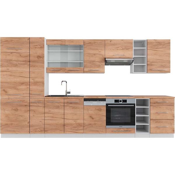 Vicco Cucina Componibile Fame-Line, 355 Cm , Pt Rovere, Quercia Dorata/Bianco/Bianco-image
