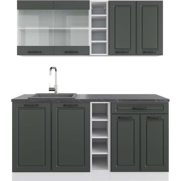 Vicco Cucina Completa R-Line, 160 Cm , Pt Antracite, Antracite Casa Di Campagna/Bianco-image
