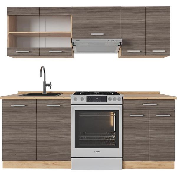Vicco Cucina Componibile R-Line, 200 Cm , Pl Rovere, Grigio Nobile/Rovere Dorato-image