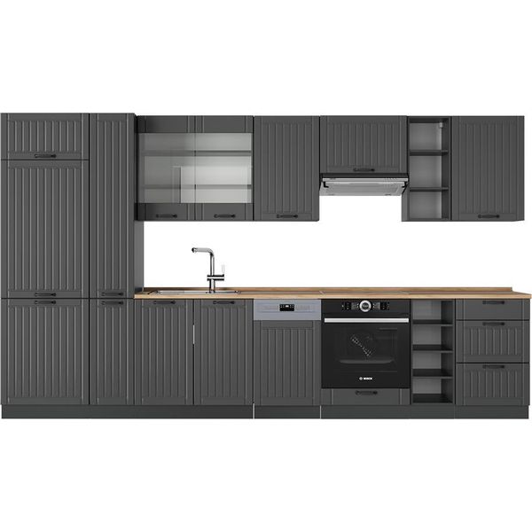 Vicco Cucina Componibile Fame-Line, 355 Cm , Pl Rovere, Grigio Scuro/Antracite-image