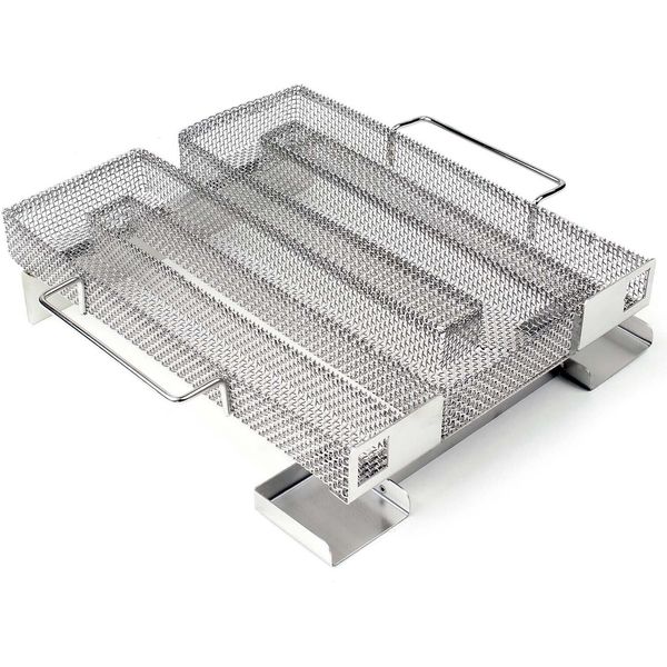 Wiltec Bbq Sparbrand 22,5X22,5X5,5Cm Generatore Di Fumo Freddo In Acciaio Inox, Tempo Di Combustione Fino A 8 H, Generatore Di Fumo Freddo Per Affumicatore A Freddo-image