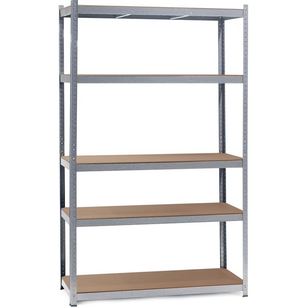 Scaffalatura Per Carichi Pesanti Wiltec 120X60X204Cm, 200Kg/Scaffale, Scaffale Senza Bulloni In Acciaio Zincato, Scaffale Di Carico Con 5 Ripiani, Scaffale Per Officina-image