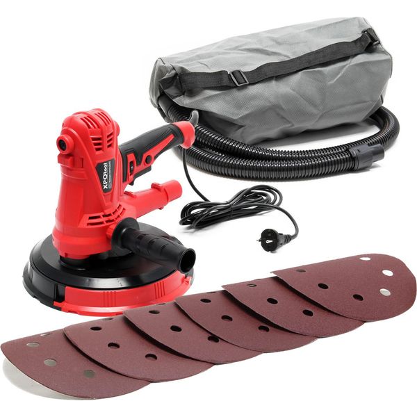 Levigatrice Per Cartongesso Wiltec 1280 W, Levigatrice Per Pareti, Levigatrice Per Soffitti Con Disco Di Levigatura Da 215 Mm, Levigatrice Con Aspirazione Della Polvere E Accessori Completi-image