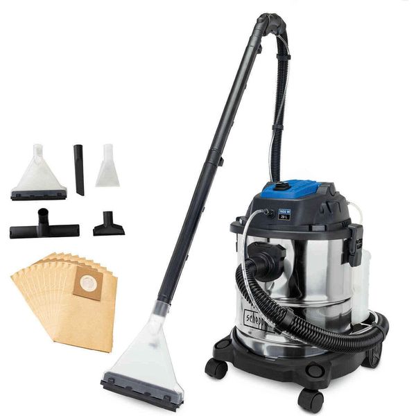 Aspirapolvere Scheppach Sprayvac20 A Spruzzo E A Lavaggio | 5 Funzioni In 1: Aspirazione A Secco E A Umido, Spruzzatura, Soffiaggio, Filtraggio | 1600W | 20 L | Accessori Inclusi-image