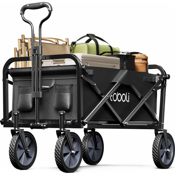 Carrello A Mano Toboli Pieghevole Con Manico Telescopico Nero, Carrello A Mano Pieghevole Con Manico, Carrello A Mano Pieghevole Fino A 100 Kg Di Portata Per Shopping, Giardino, Escursioni-image