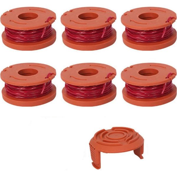 Inf Bobine Di Ricambio In Confezione Da 6 Con Filo Per Decespugliatore Worx WA0010 Arancia-image