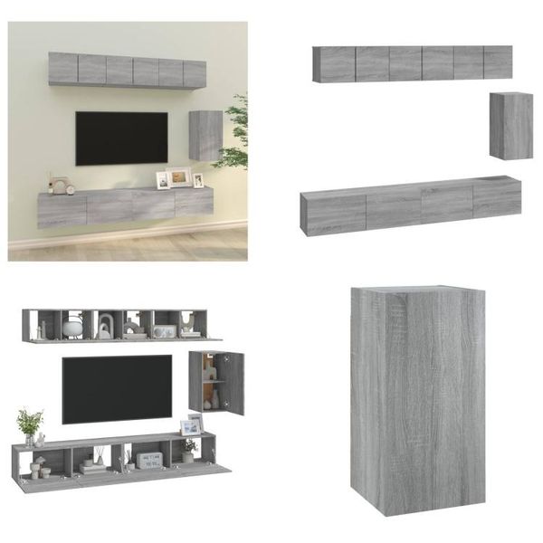 Vidaxl Set Di 6 Mobili Tv Grigio Sonoma In Legno - Mobile Tv - Mobili Tv - Mobili Tv - Mobili Tv-image