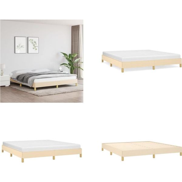 Vidaxl Struttura Letto Panna 180×200 Cm In Tessuto - Struttura Letto - Cornici Letto - Struttura Letto - Letto-image