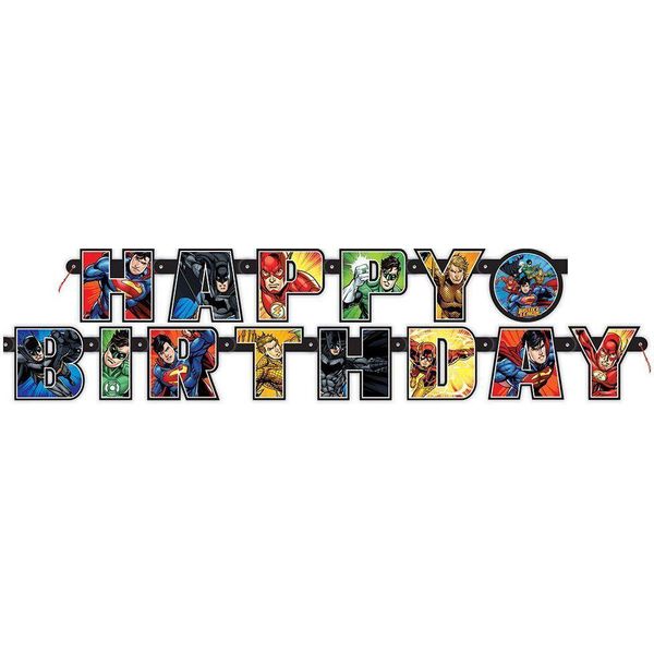Justice League - Striscione Fuso, Buon Compleanno SG34110 (Taglia Unica) (Colorato)-image