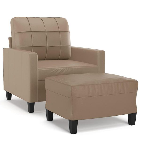 Syfax™ Poltrona Con Poggiapiedi Cappuccino 60 Cm In Pelle Finta-image