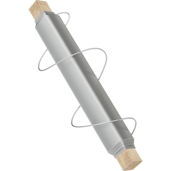Wiltec Filo Per L'artigianato Zincato Color Argento 0,7 Mm X 33 M, Filo Per Avvolgimenti Per L'artigianato E La Rilegatura, Filo In Acciaio Per Fioristi, Filo Con Avvolgimento In Legno, Filo Per Gioielli - Flessibile E Resistente-image