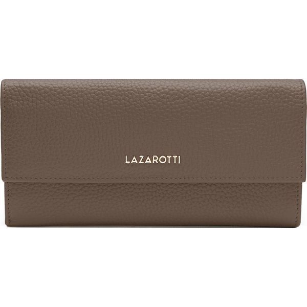 Lazarotti Pelle Portafoglio Bologna Leather Wallet With 12 Card Slots Taupe Marrone-image