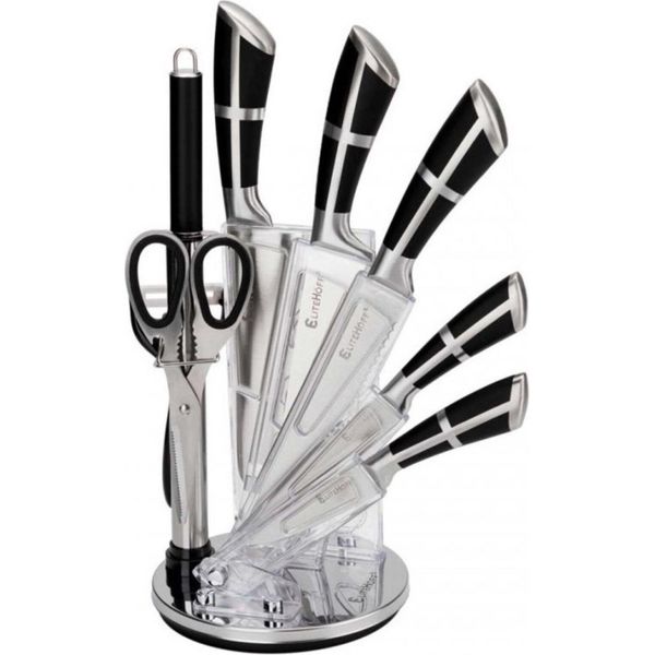 Elitehoff Set Di 9 Coltelli Da Cucina In Un Supporto Con Un Temperino E Forbici E6262-image