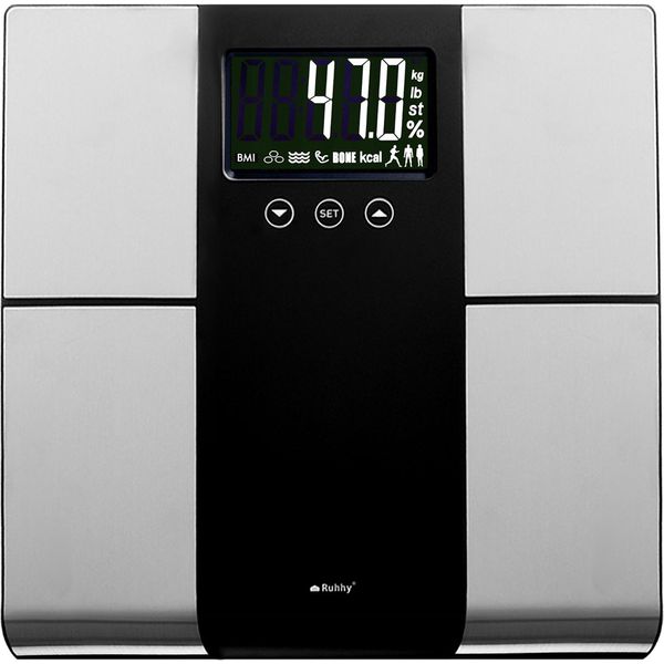 Ruhhy Bilancia Personale Analitica Fino A 225 Kg Bmi Display Digitale Lcd - Bilancia Con Grasso Corporeo, Acqua E Massa Muscolare - Bilancia Personale Digitale 24638-image