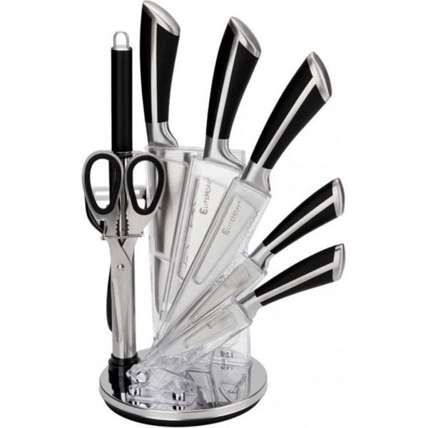 Elitehoff Set Di 9 Coltelli Da Cucina In Un Supporto Con Un Temperino E Forbici E6263-image
