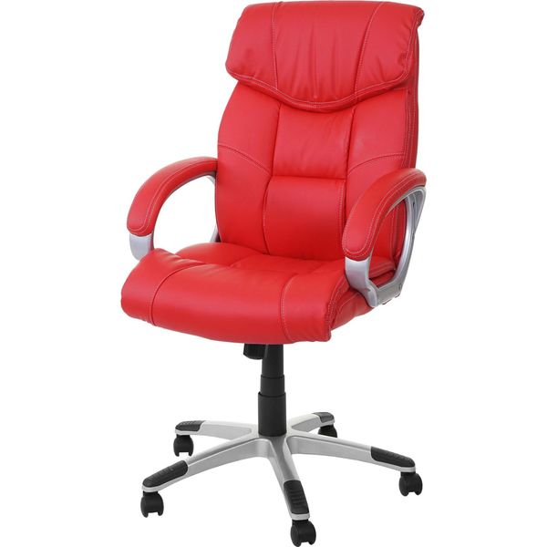 Sedia Da Ufficio HWC-A71, Sedia Girevole Executive, Pelle Finta ~ Rosso-image
