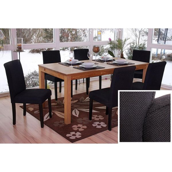Set Di 6 Sedie Per Sala Da Pranzo Sedia Da Cucina Littau ~ Tessuto, Nero, Gambe Scure-image