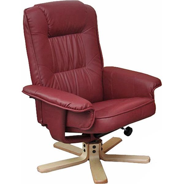 Poltrona Reclinabile Poltrona Tv Poltrona Senza Sgabello M56 In Ecopelle Certificata Fsc® ~ Bordeaux-image