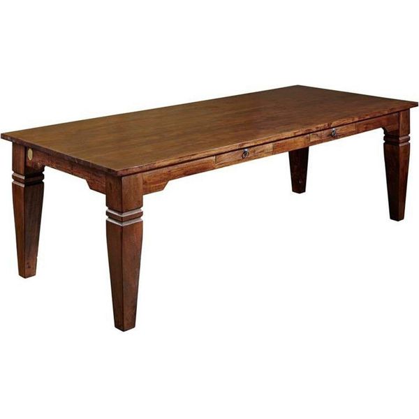 MASSIVMOEBEL24 | Tavolo Da Pranzo In Legno Di Acacia 200X100X76 Nougat Laccato Oxford #606-image