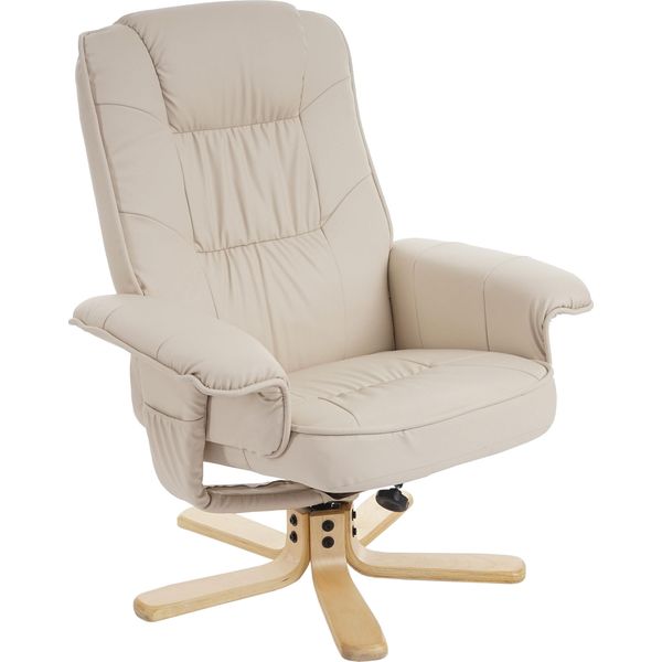Poltrona Reclinabile Poltrona Tv Poltrona Senza Sgabello M56 Ecopelle Certificata Fsc® ~ Crema-image