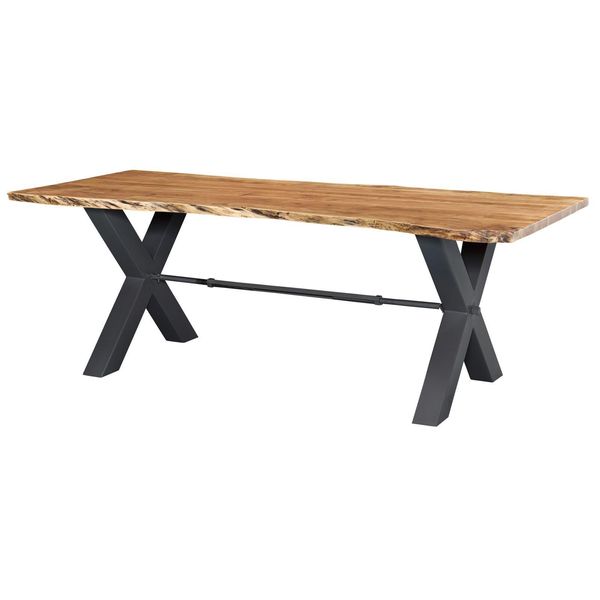 MASSIVMOEBEL24 | Tavolo Da Pranzo In Legno Di Acacia 200X100X76 Acacia Naturale Laccato Iron Label #126-image