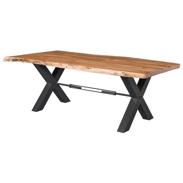 MASSIVMOEBEL24 | Tavolo Da Pranzo In Legno Di Acacia 180X110X76 Acacia Naturale Laccato Iron Label #185-image