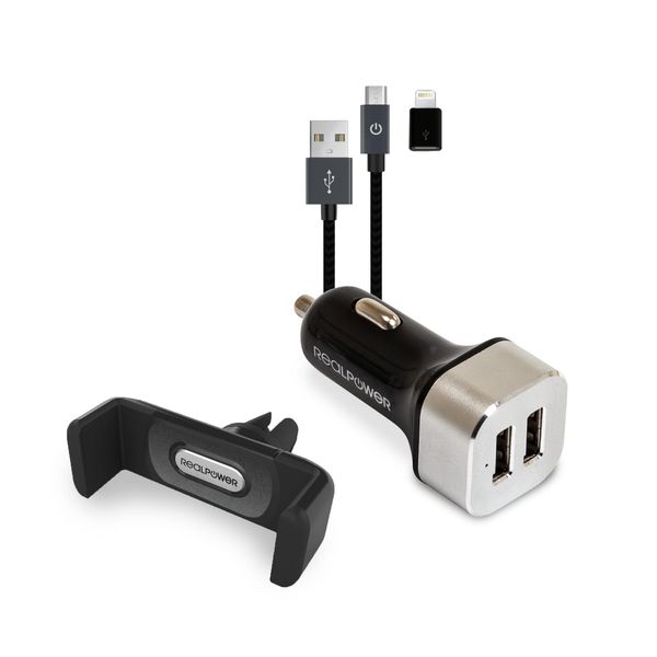 Realpower Realpower 168182 Caricatore Per Dispositivi Mobili Smartphone Nero, Argento Accendisigari Auto-image