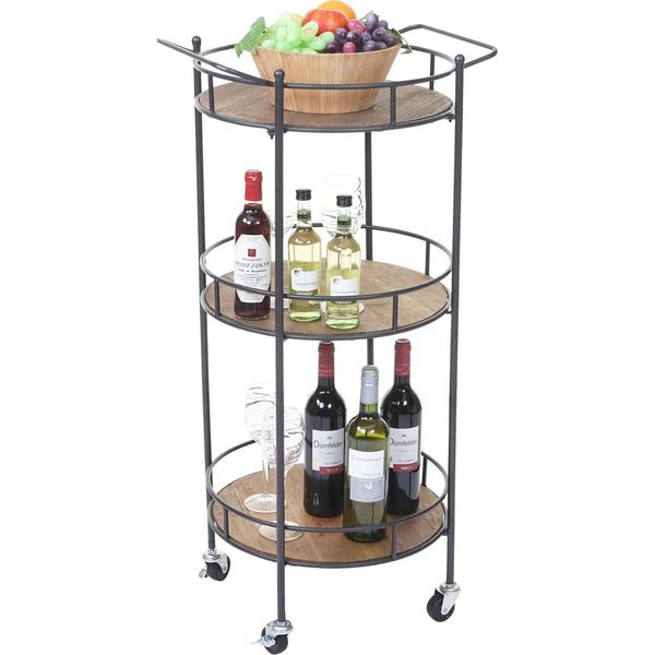 Carrello Portavivande HWC-A43, Carrello Bar, Carrello Da Tè, Legno Massiccio Di Abete Vintage 100X50X43Cm-image