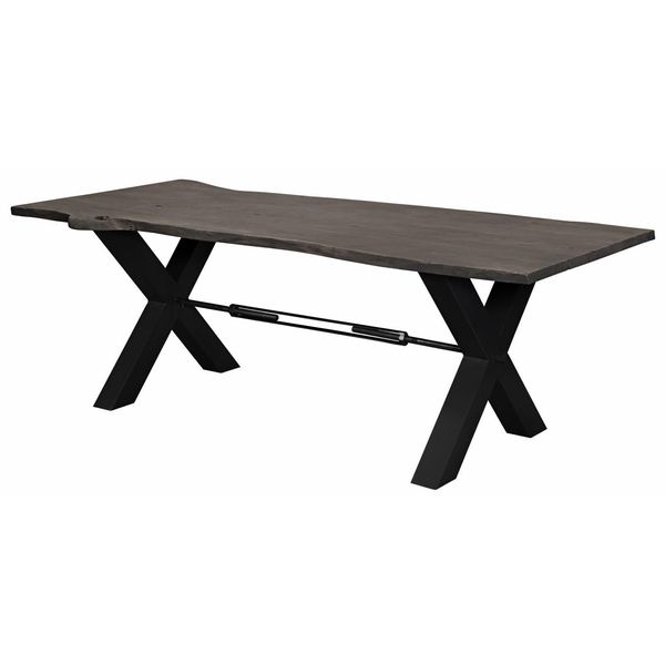 MASSIVMOEBEL24 | Tavolo Da Pranzo In Legno Di Acacia 260X100X76 Grigio Scuro Laccato Iron Label #119-image
