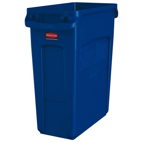 Cestino Rubbermaid Slim Jim Con Canali Di Ventilazione, Blu-image