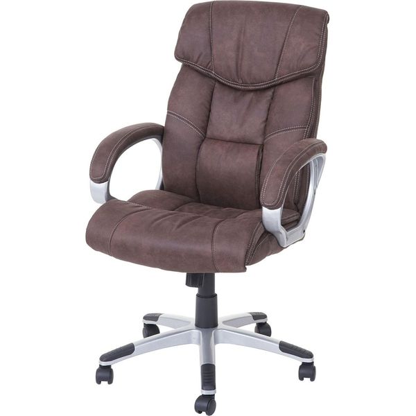 Sedia Da Ufficio HWC-A71, Sedia Direzionale Girevole Da Scrivania, Tessuto/Tessuto, Fsc® ~ Pelle Scamosciata Aspetto Vintage Marrone-image