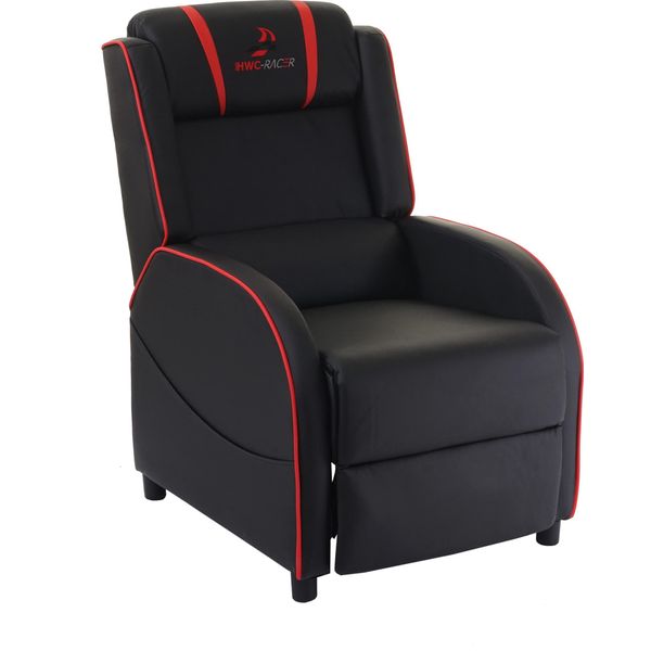 Poltrona Tv HWC-D68, Hwc-Racer Poltrona Tv Reclinabile Poltrona Da Gioco, Similpelle ~ Nero/Rosso-image