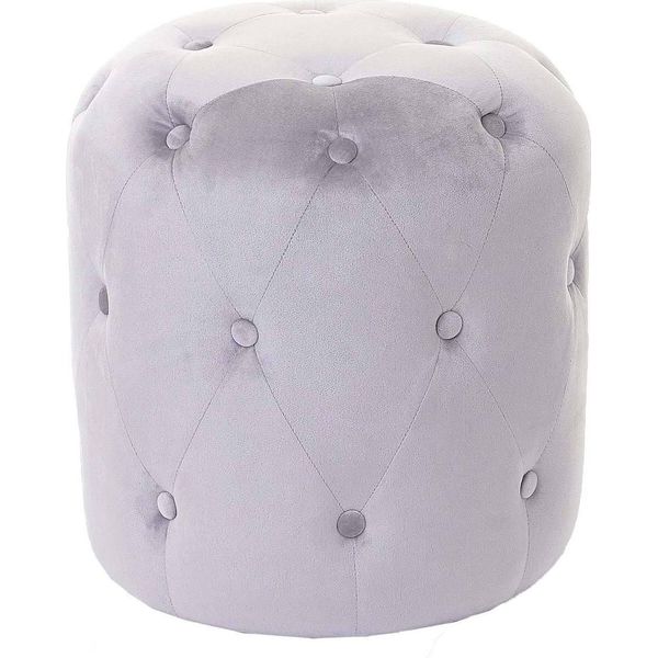 Sgabello HWC-D22, Sgabello Pouf, 42X39Cm Mvg ~ Velluto Grigio Chiaro-image