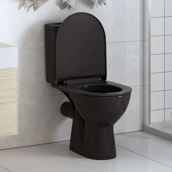 Vidaxl Sedile Della Toilette Con Meccanismo Di Chiusura Morbida E Sgancio Rapido Nero-image