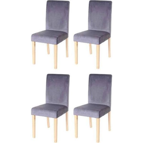 Set Di 4 Sedie Per Sala Da Pranzo Sedia Da Cucina Littau, Velluto Certificato Mvg ~ Grigio, Gambe Chiare-image