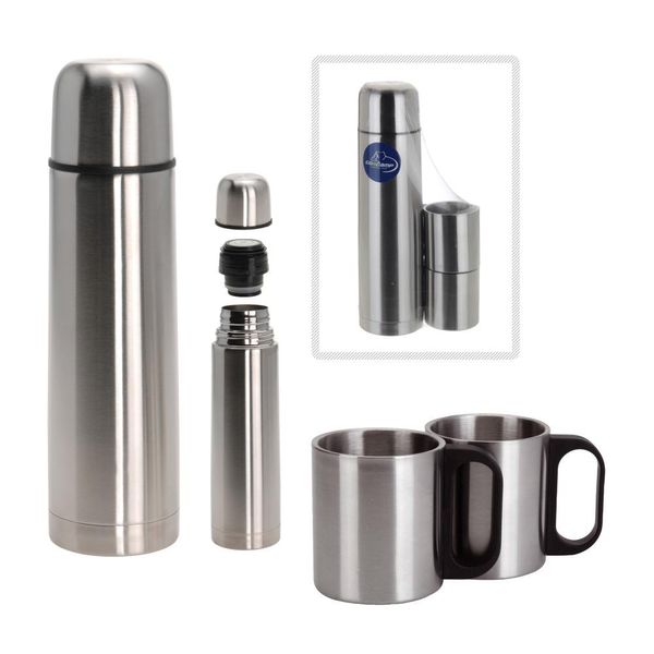 Caraffa Thermos In Acciaio Inox Da 1 Litro Con 2 Tazze-image