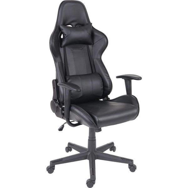 Sedia Da Ufficio HWC-F84, Sedia Da Scrivania Sedia Da Gioco Sedia Girevole Executive, Finta Pelle ~ Nero-image